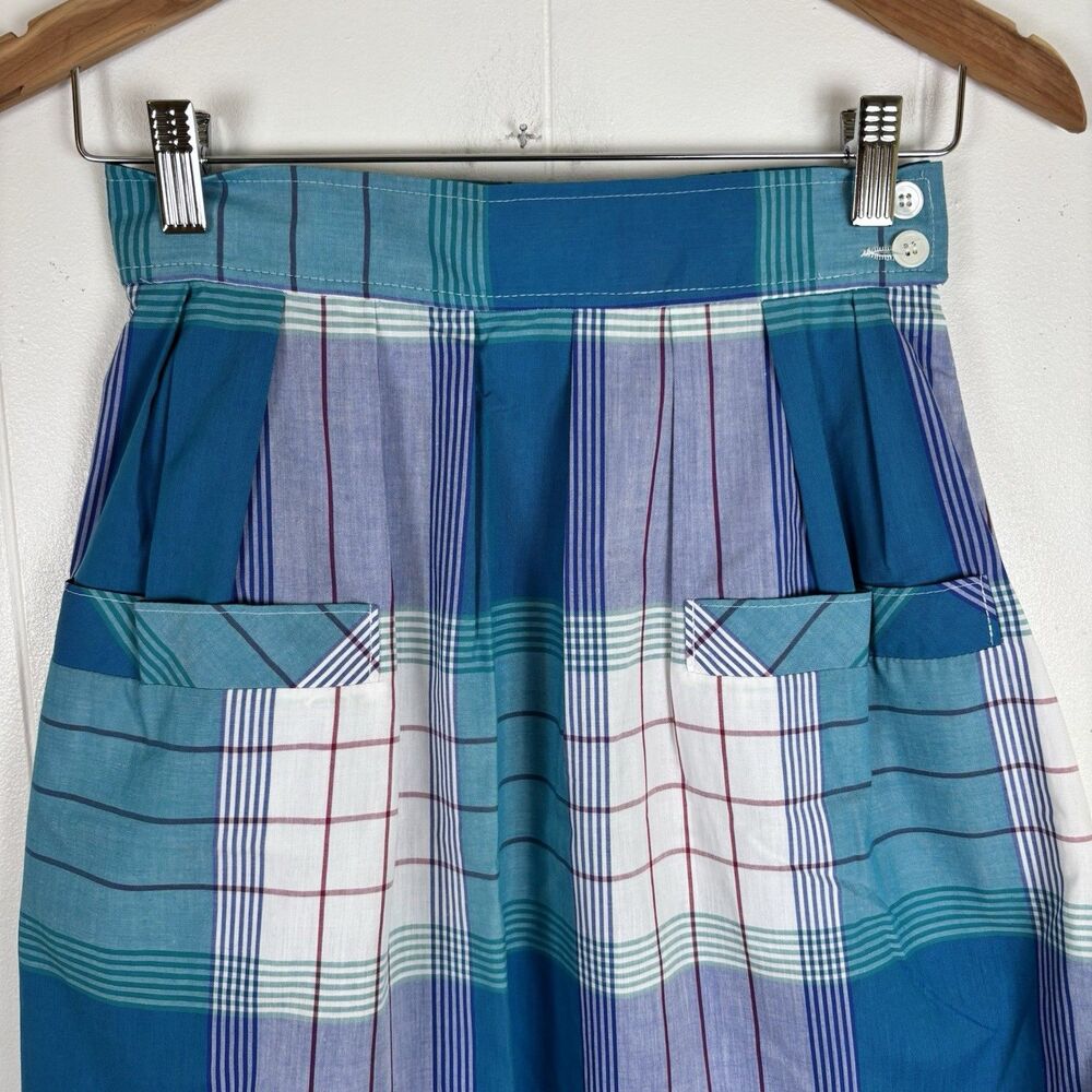 VTG Miss Sophisticates by Pendleton Teal Blue Plaid Skirt - Measures Size Small - Picture 2 of 13
